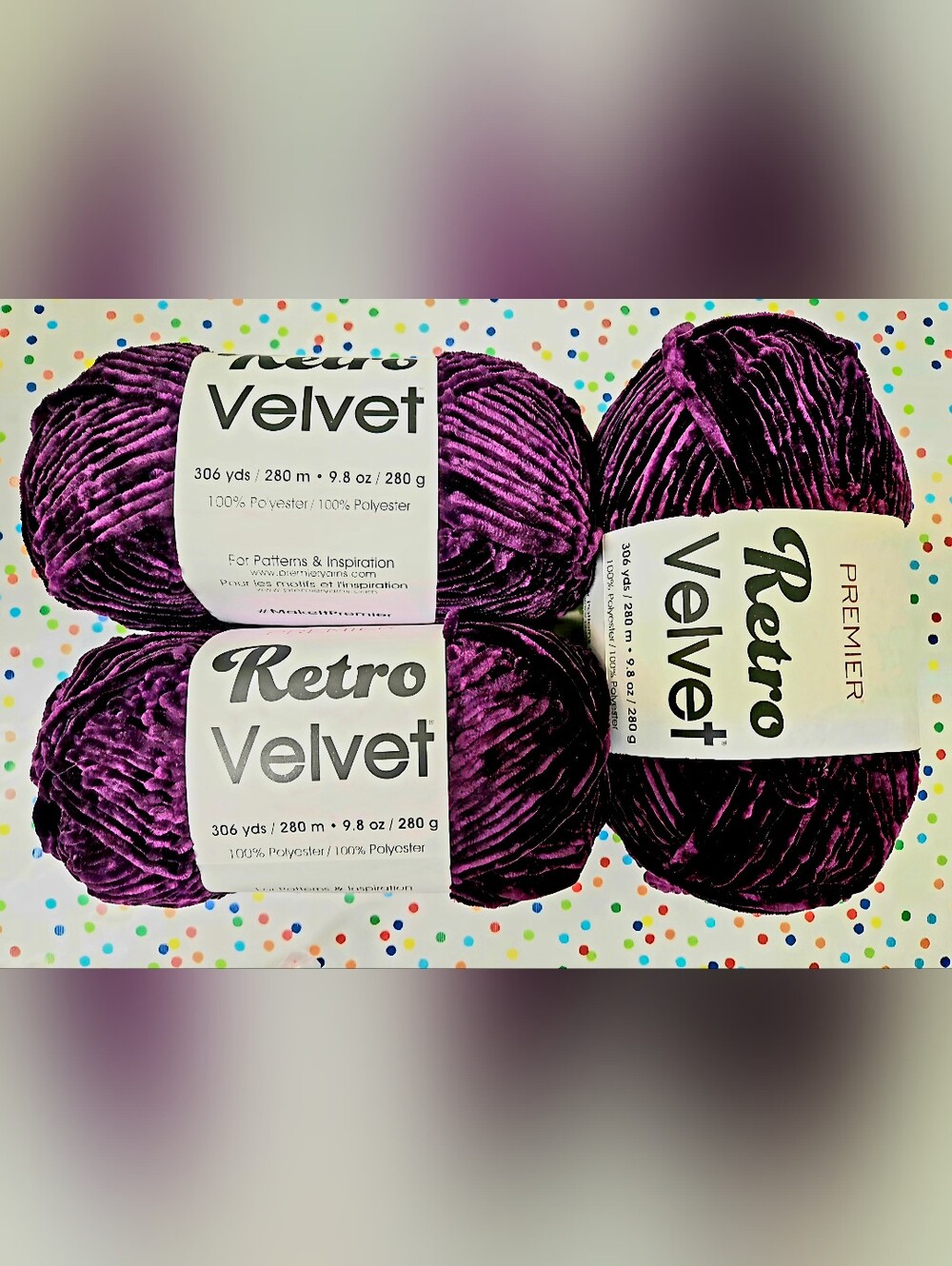 2M3 SKEINS NIP PREMIER RETRO VELVET YARN PURPLE